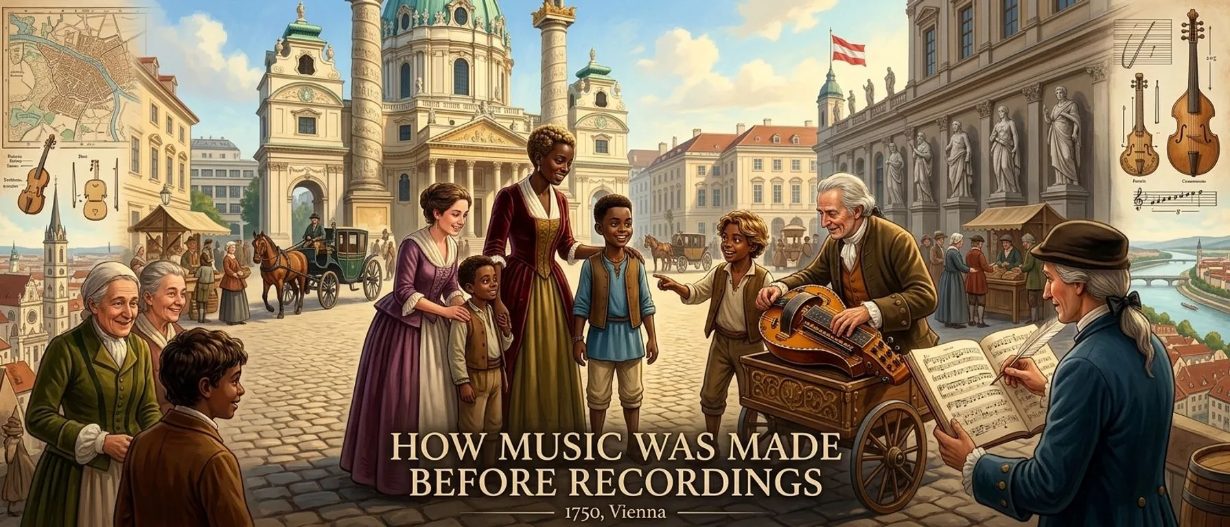 How Music Was Made Before Recordings (1750, Vienna) — book cover — Wonder History How Music Was Made Before Recordings (1750, Vienna) — book cover — Wonder History