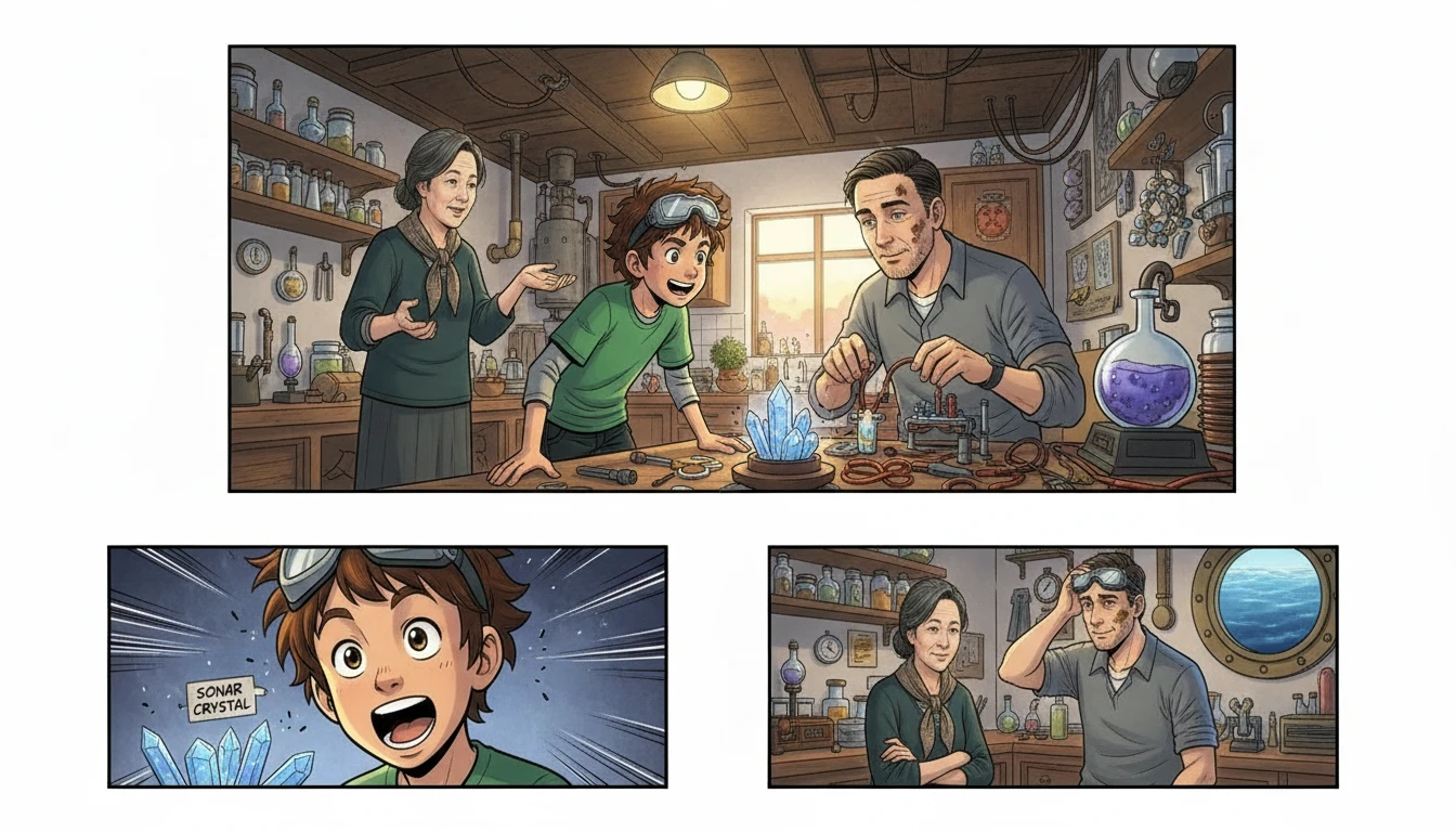 贾带着他们来到甲板下方一间狭小、杂乱的实验室。“我就是在这里和保罗·朗之万一起工作的。”她解释道,同时指向一个正在摆弄电线和水晶的男人。 贾带着他们来到甲板下方一间狭小、杂乱的实验室。“我就是在这里和保罗·朗之万一起工作的。”她解释道,同时指向一个正在摆弄电线和水晶的男人。