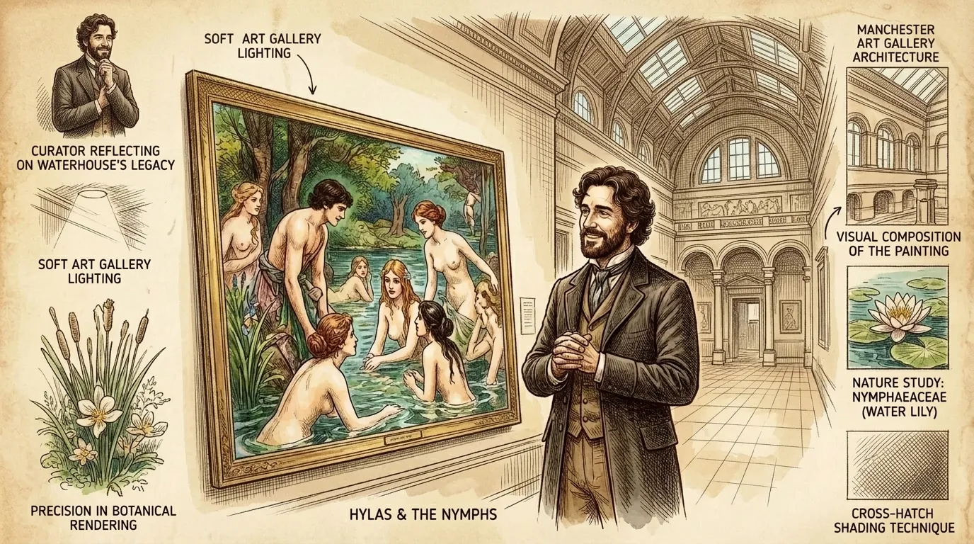 Today, 'Hylas and the Nymphs' resides in the Manchester Art Gallery, where it continues to draw visitors from around the world. Today, 'Hylas and the Nymphs' resides in the Manchester Art Gallery, where it continues to draw visitors from around the world.