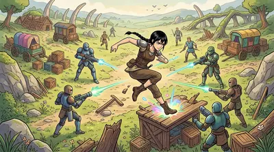 메카니어들이 키라에게 달려들어 무기를 발사합니다. 그녀는 간신히 폭발을 피하며 이리저리 몸을 피합니다. 한 발이 그녀의 다리를 스쳐 그녀는…
