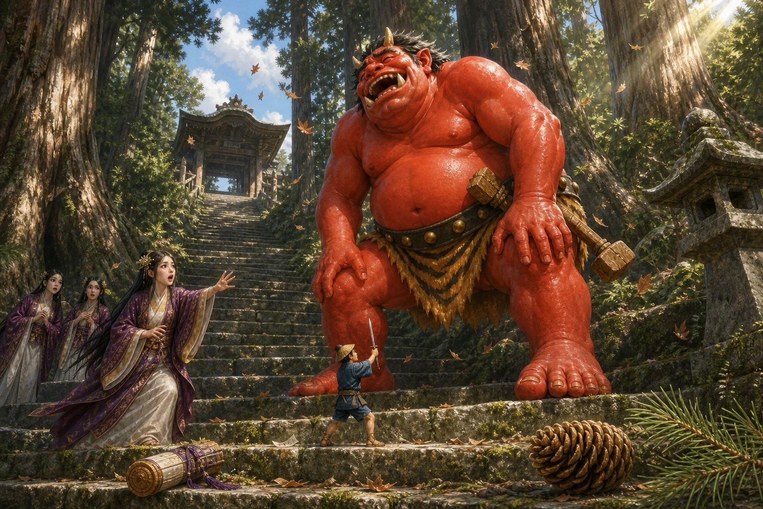 The ogre came out onto the steps in front of them: three times the height of a man, bright red, with two short horns and a belly like a barrel and a small… The ogre came out onto the steps in front of them: three times the height of a man, bright red, with two short horns and a belly like a barrel and a small…