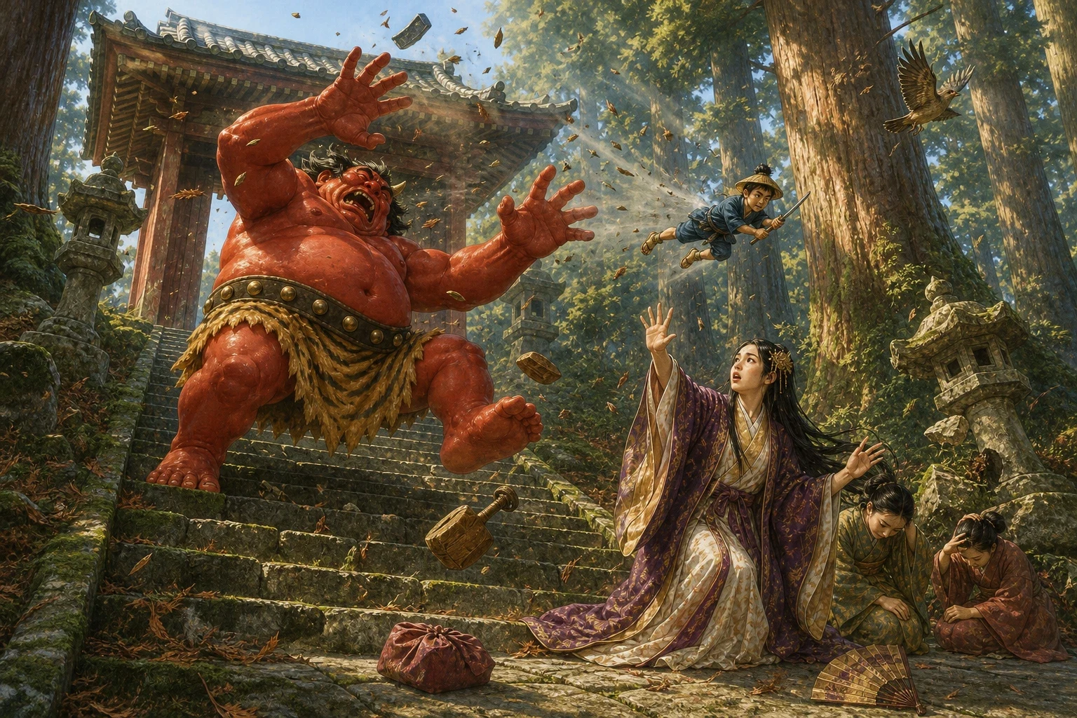 That was a mistake, and the ogre discovered it almost at once. Issun-boshi still had his needle, and he used it — not as a sword, but the way anybody would use… That was a mistake, and the ogre discovered it almost at once. Issun-boshi still had his needle, and he used it — not as a sword, but the way anybody would use…