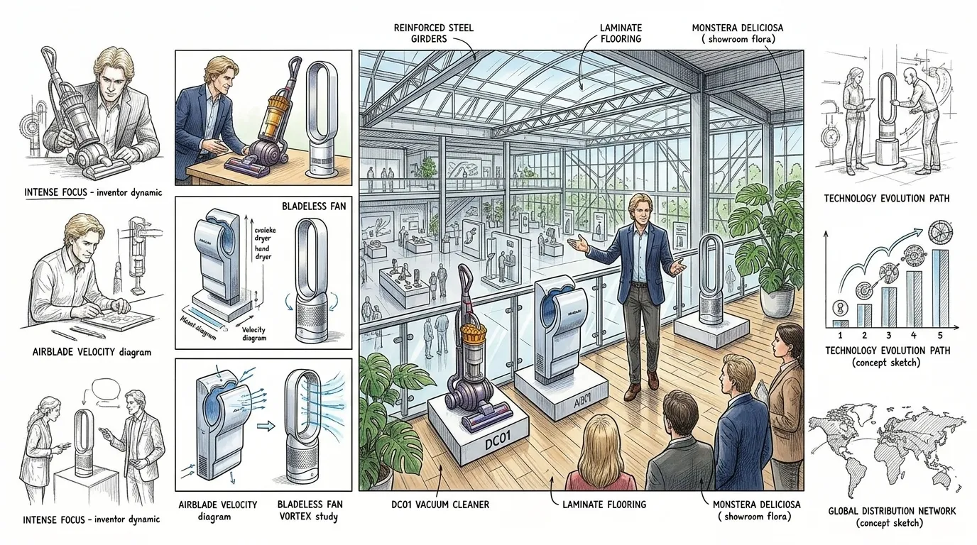 戴森在吸尘器上的成功证明了他的核心气旋技术是可转移的。他将公司的产品组合扩展到新的产品类别，从使用气流高效干手的手部烘干机…