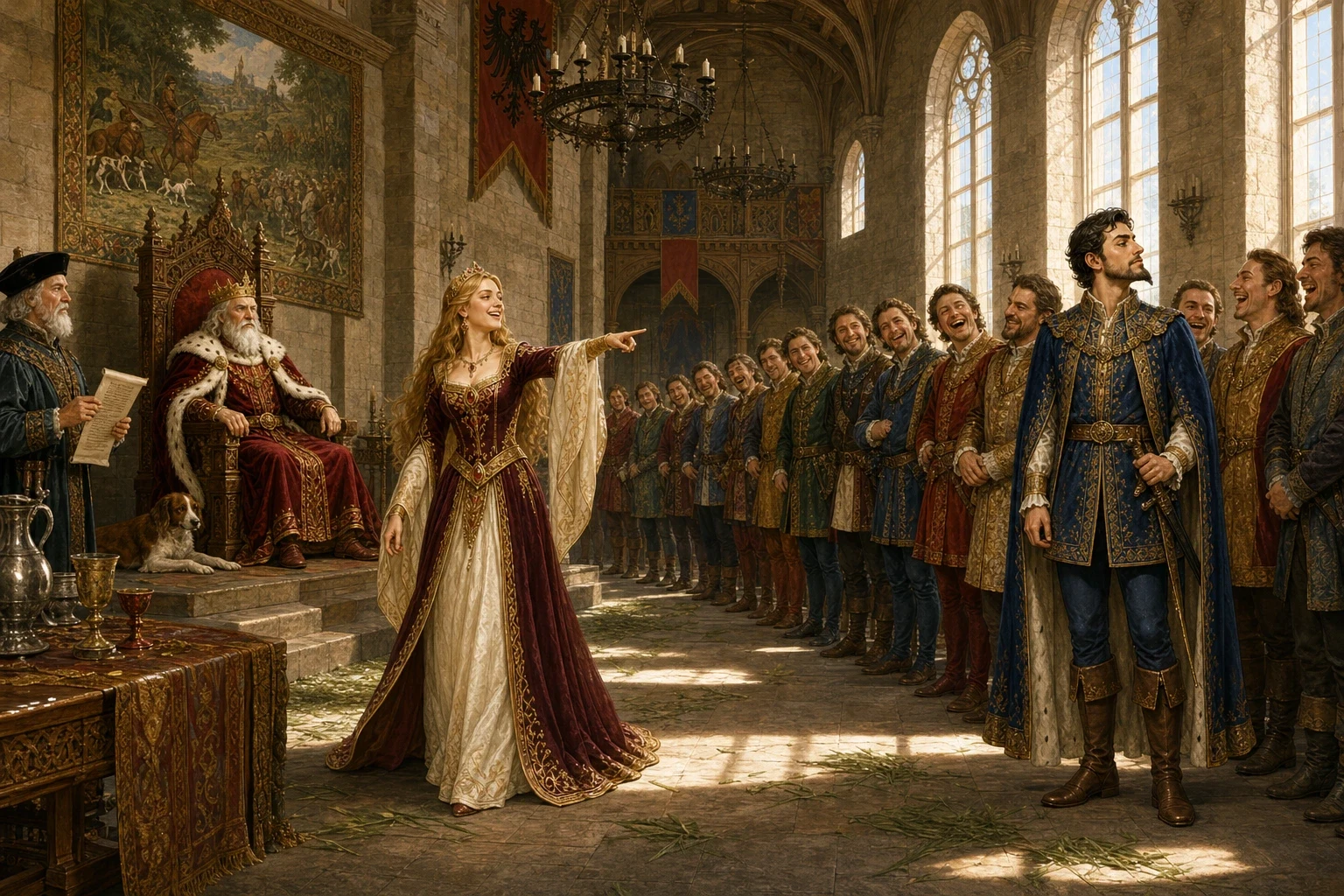 In a great castle in Germany there once lived a king whose daughter was famed through the land for her beauty — and for her cruel tongue. In a great castle in Germany there once lived a king whose daughter was famed through the land for her beauty — and for her cruel tongue.