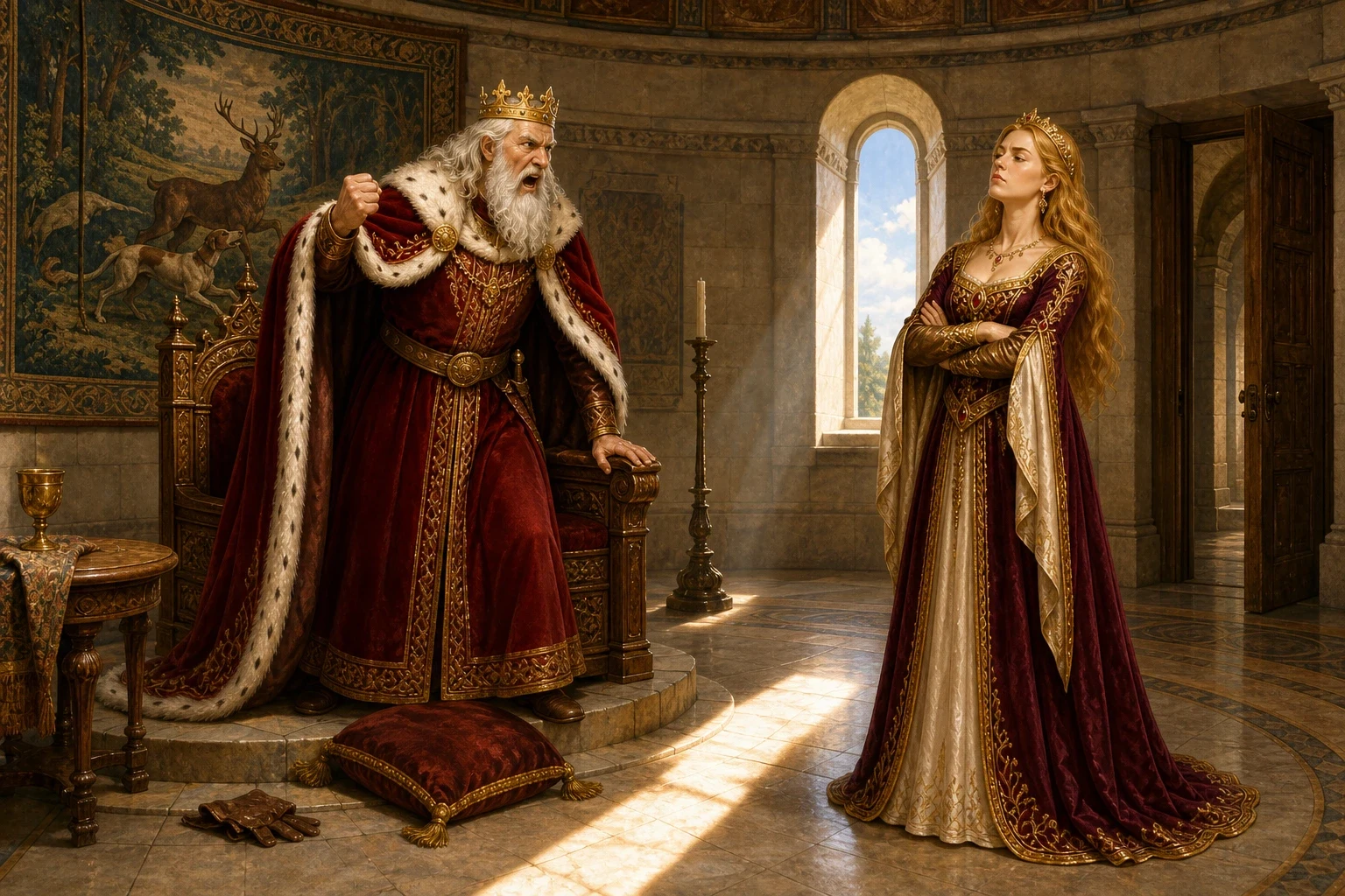 After the suitors had all been sent away, insulted and angry, the old king called his daughter before him in the throne room, alone. After the suitors had all been sent away, insulted and angry, the old king called his daughter before him in the throne room, alone.