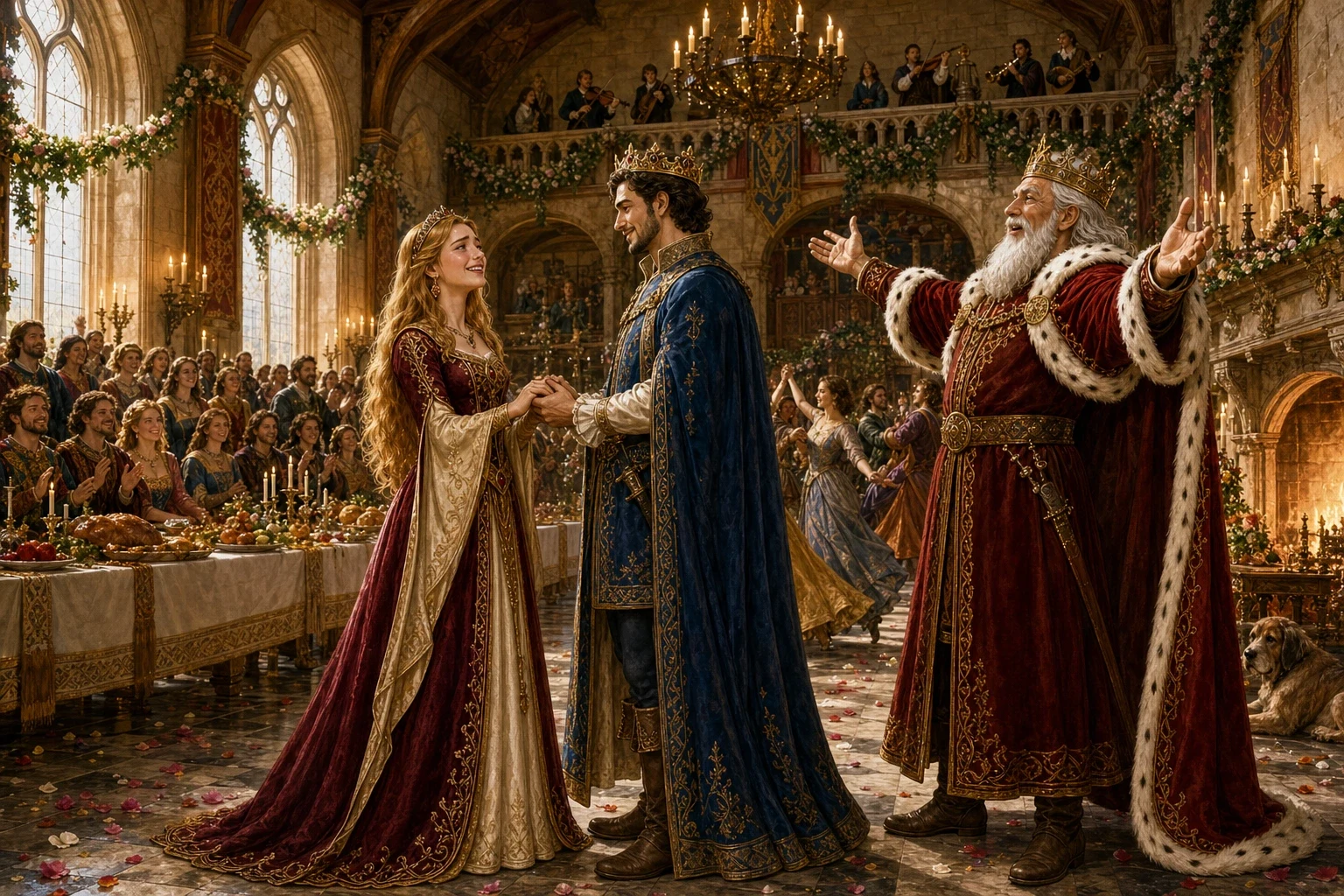 Then the young king took both her hands gently and told her the truth at last: that he himself was the suitor she had mocked as a thrush-chinned stranger, the… Then the young king took both her hands gently and told her the truth at last: that he himself was the suitor she had mocked as a thrush-chinned stranger, the…