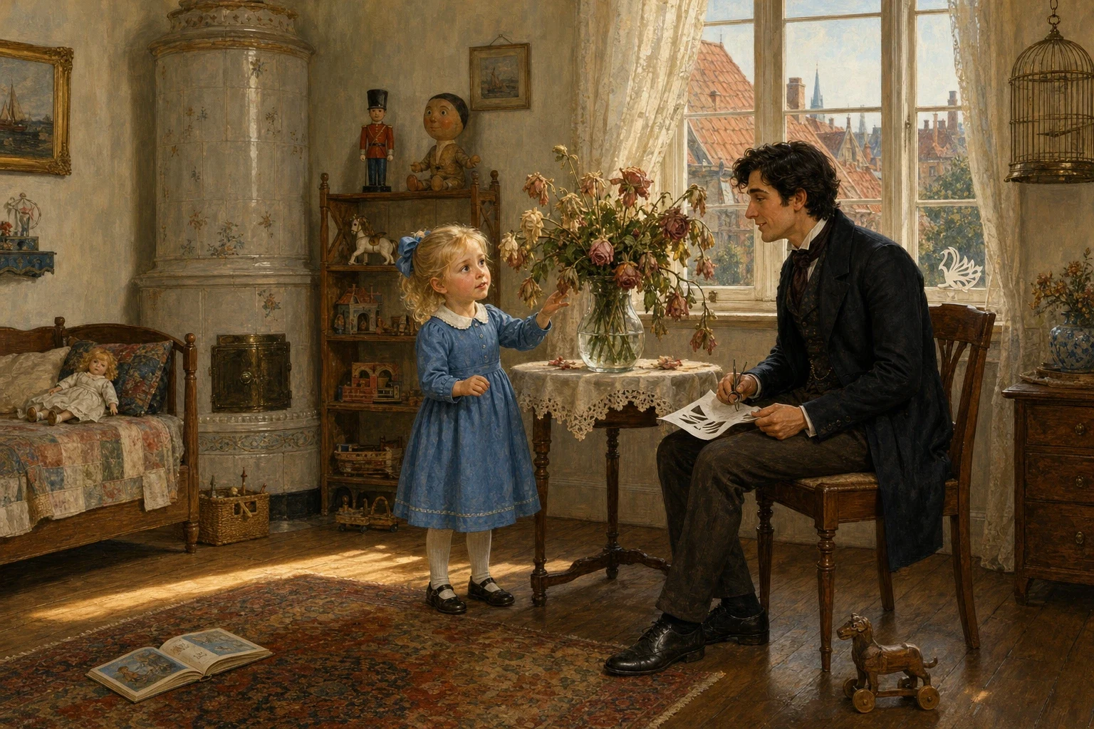 In a tall old house in Copenhagen there lived a little girl named Ida, and on the table by her nursery window stood a vase of beautiful flowers that she had… In a tall old house in Copenhagen there lived a little girl named Ida, and on the table by her nursery window stood a vase of beautiful flowers that she had…