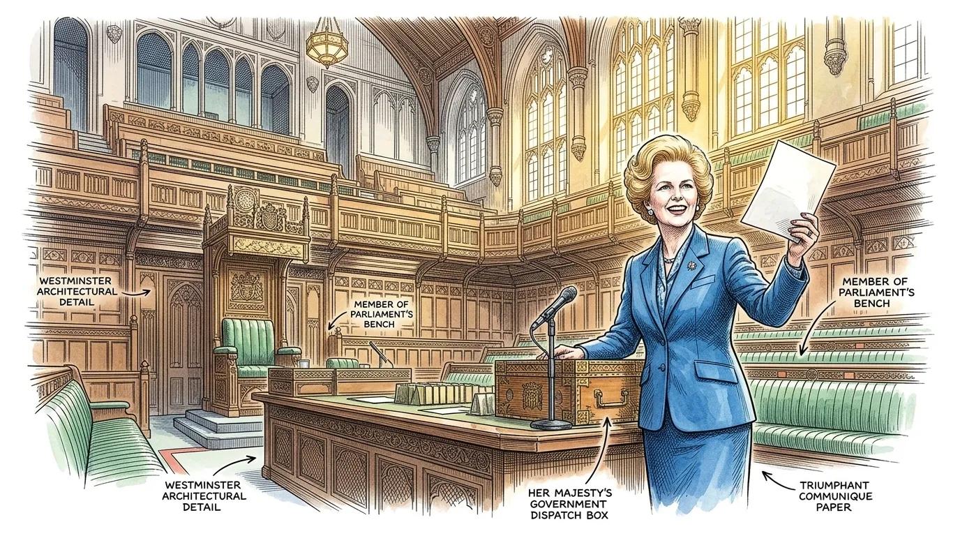 一九八二年六月十四日,在伦敦下议院,首相玛格丽特·撒切尔宣布福克兰战争胜利。她果断的领导力凝聚了整个国家,重塑了民族自豪感,并展现出在全球引起共鸣的… 一九八二年六月十四日,在伦敦下议院,首相玛格丽特·撒切尔宣布福克兰战争胜利。她果断的领导力凝聚了整个国家,重塑了民族自豪感,并展现出在全球引起共鸣的…
