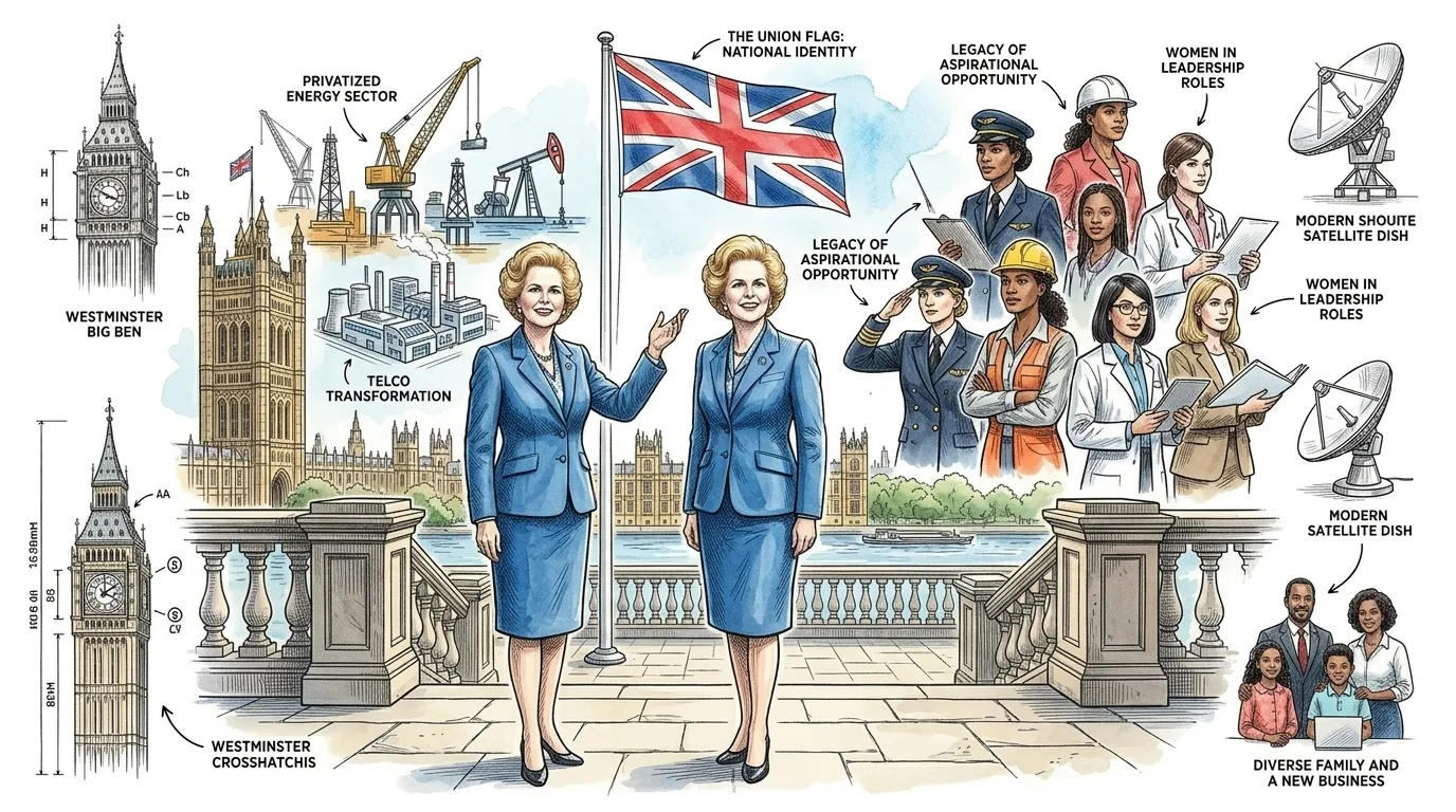 玛格丽特·撒切尔的影响重塑了英国的政治和经济格局。她的私有化和放松管制政策、与工会的对抗以及对国家主权的坚定主张,创造了一份至今仍在塑造现代英国的遗… 玛格丽特·撒切尔的影响重塑了英国的政治和经济格局。她的私有化和放松管制政策、与工会的对抗以及对国家主权的坚定主张,创造了一份至今仍在塑造现代英国的遗…