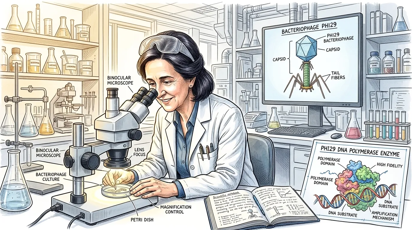 在西班牙马德里一个井然有序的实验室里,一项具有深远生物学意义的发现正在形成。二十世纪末,生物化学家玛格丽塔·萨拉斯和她的团队,一丝不苟地研究着一种名… 在西班牙马德里一个井然有序的实验室里,一项具有深远生物学意义的发现正在形成。二十世纪末,生物化学家玛格丽塔·萨拉斯和她的团队,一丝不苟地研究着一种名…