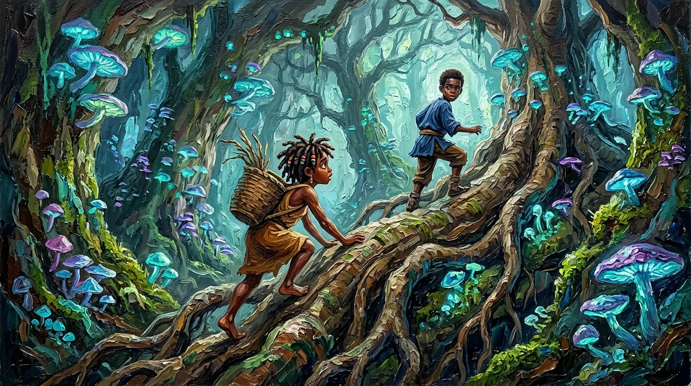 Die Luft vibrierte im Rhythmus tausender Herzschläge, einer geheimen Welt, die tief unter dem Dorf Upendo lag. „Mariama, beeil dich! Die Luft vibrierte im Rhythmus tausender Herzschläge, einer geheimen Welt, die tief unter dem Dorf Upendo lag. „Mariama, beeil dich!