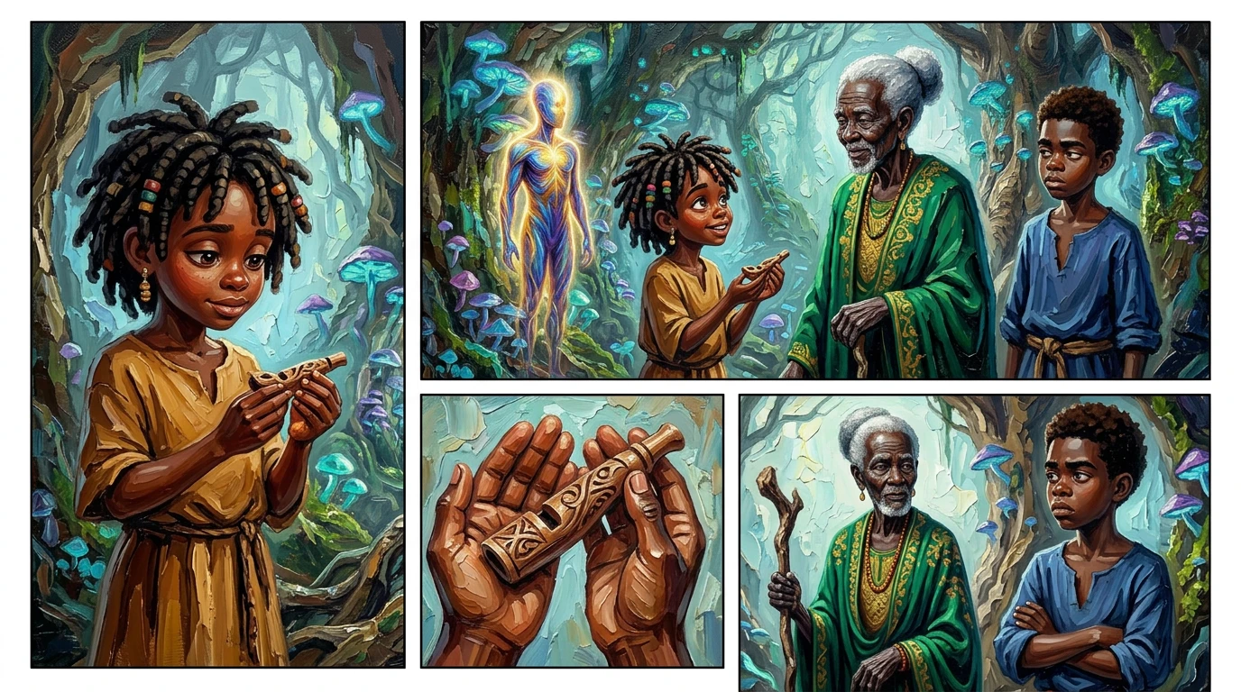 Mariama nahm die Pfeife vorsichtig entgegen. „Danke, Abena“, flüsterte sie und bewunderte die filigranen Schnitzereien. Kofi schnaubte verächtlich. Mariama nahm die Pfeife vorsichtig entgegen. „Danke, Abena“, flüsterte sie und bewunderte die filigranen Schnitzereien. Kofi schnaubte verächtlich.