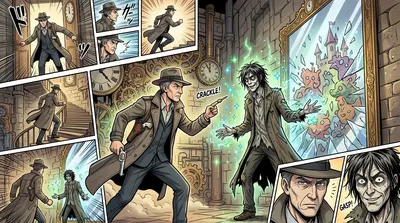 He burst into the clock tower, the air thick with energy. The figure stood before a massive mirror, his hands outstretched, manipulating the reflections. He burst into the clock tower, the air thick with energy. The figure stood before a massive mirror, his hands outstretched, manipulating the reflections.