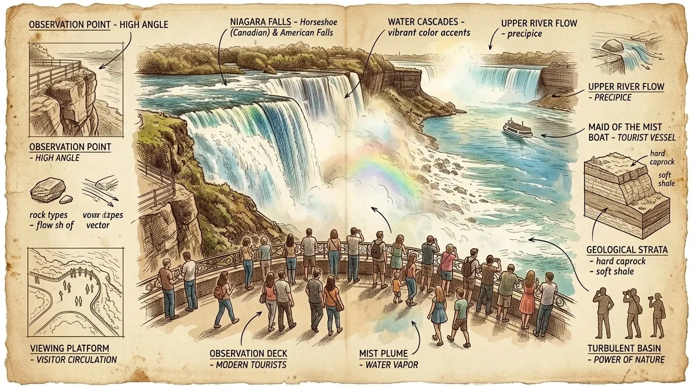 Today, visitors still flock to Niagara Falls, drawn by its majestic beauty. They stand in the same spot where Church stood, marveling at the sight that inspired… Today, visitors still flock to Niagara Falls, drawn by its majestic beauty. They stand in the same spot where Church stood, marveling at the sight that inspired…