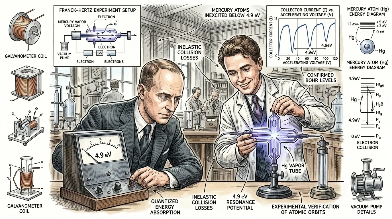 Theory, however elegant, demands empirical validation. In 1914, James Franck and Gustav Hertz conducted a groundbreaking experiment that provided direct… Theory, however elegant, demands empirical validation. In 1914, James Franck and Gustav Hertz conducted a groundbreaking experiment that provided direct…