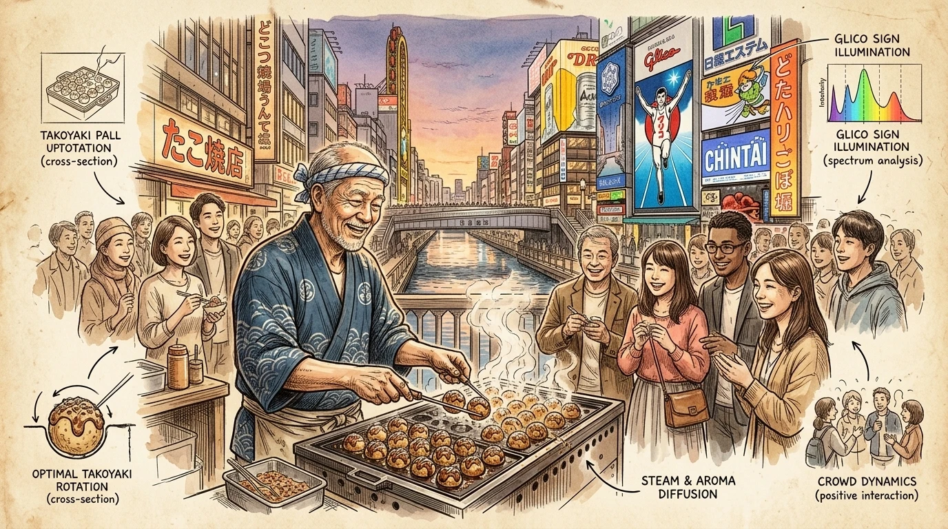 道顿堀霓虹闪烁,街头小吃的香气扑鼻而来,是大阪市中心一场感官的盛宴。人群聚集在格力高跑步者标志下,这个标志象征着这座城市充沛的活力,人们在此品尝章鱼… 道顿堀霓虹闪烁,街头小吃的香气扑鼻而来,是大阪市中心一场感官的盛宴。人群聚集在格力高跑步者标志下,这个标志象征着这座城市充沛的活力,人们在此品尝章鱼…