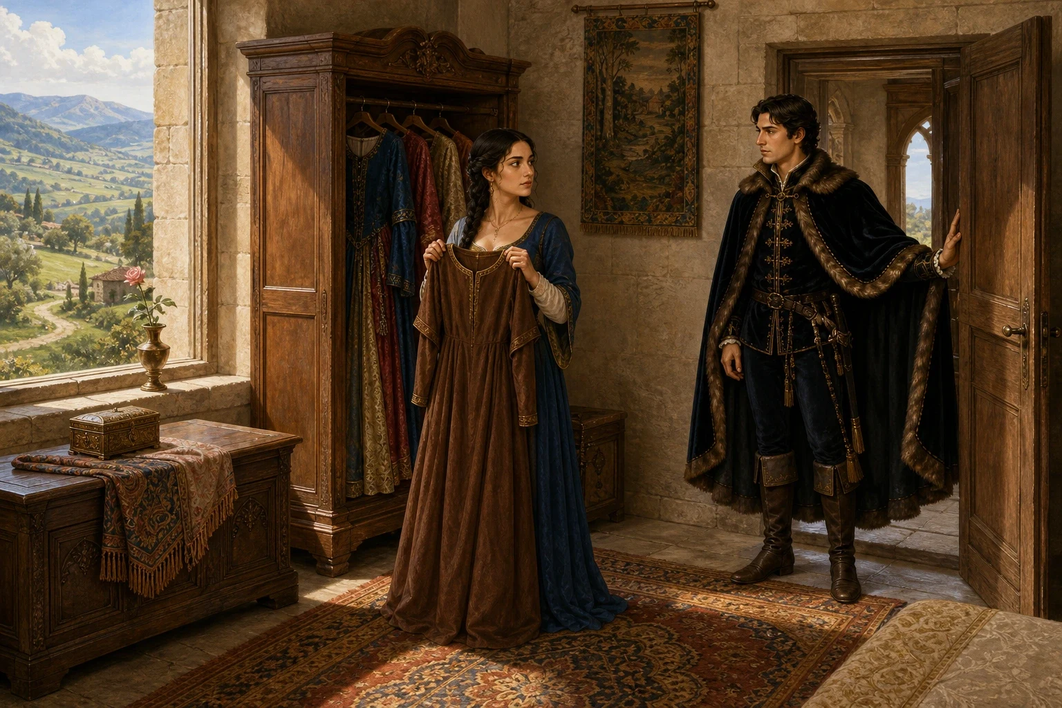 One day Walter came to Griselda in her private chamber with grave news. He told her that his lords had never fully accepted her, low-born as she was, and that… One day Walter came to Griselda in her private chamber with grave news. He told her that his lords had never fully accepted her, low-born as she was, and that…