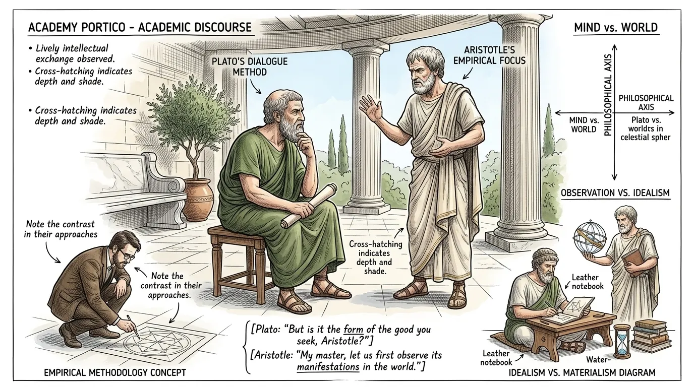 Though he deeply admired his teacher, Aristotle, with his keen empirical mind, could not let some of Plato's grandest claims pass unchallenged. Though he deeply admired his teacher, Aristotle, with his keen empirical mind, could not let some of Plato's grandest claims pass unchallenged.