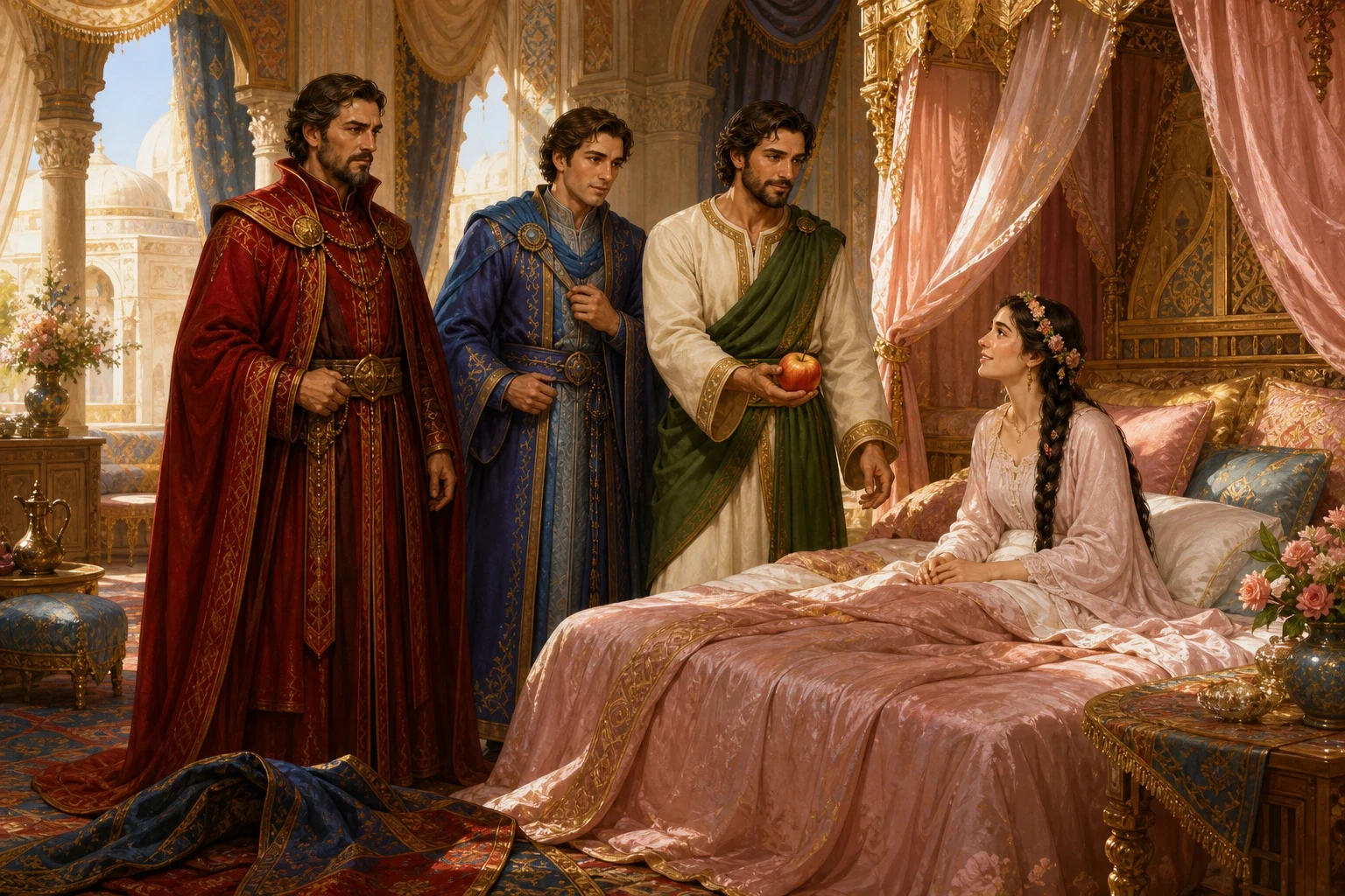 There was no time to lose, for every moment counted. Prince Houssain quickly unfurled his magnificent magic carpet, and the three brothers stepped onto its…