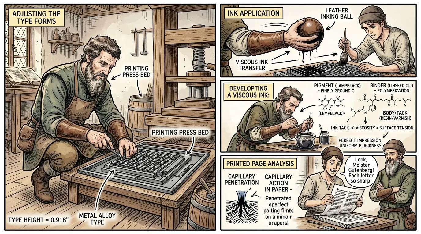 La percée ultime de Gutenberg résidait dans la création d'une encre d'imprimerie fondamentalement différente de toute encre d'écriture.