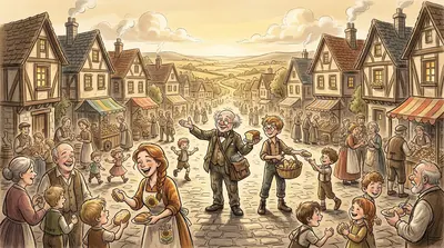 当他们走回家时，皮普啃着一根普通的香蕉。“也许明年，教授，”他说，“我们可以用我们自己的香蕉面包食谱参赛！”邦布尔教授笑了。“确实如此，皮普。