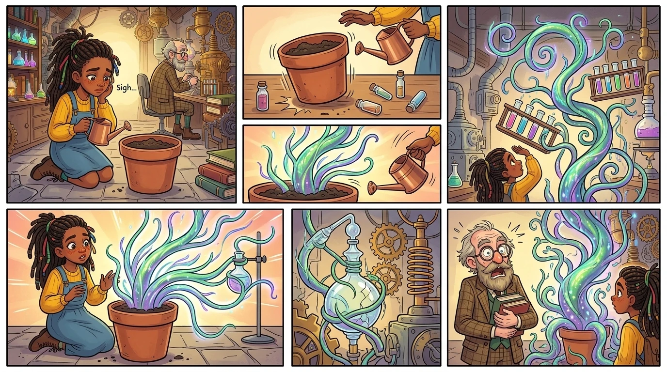They planted the seed in a large pot filled with soil. Days turned into weeks, but nothing happened. "Perhaps it was just a silly myth," Imani sighed, watering…
