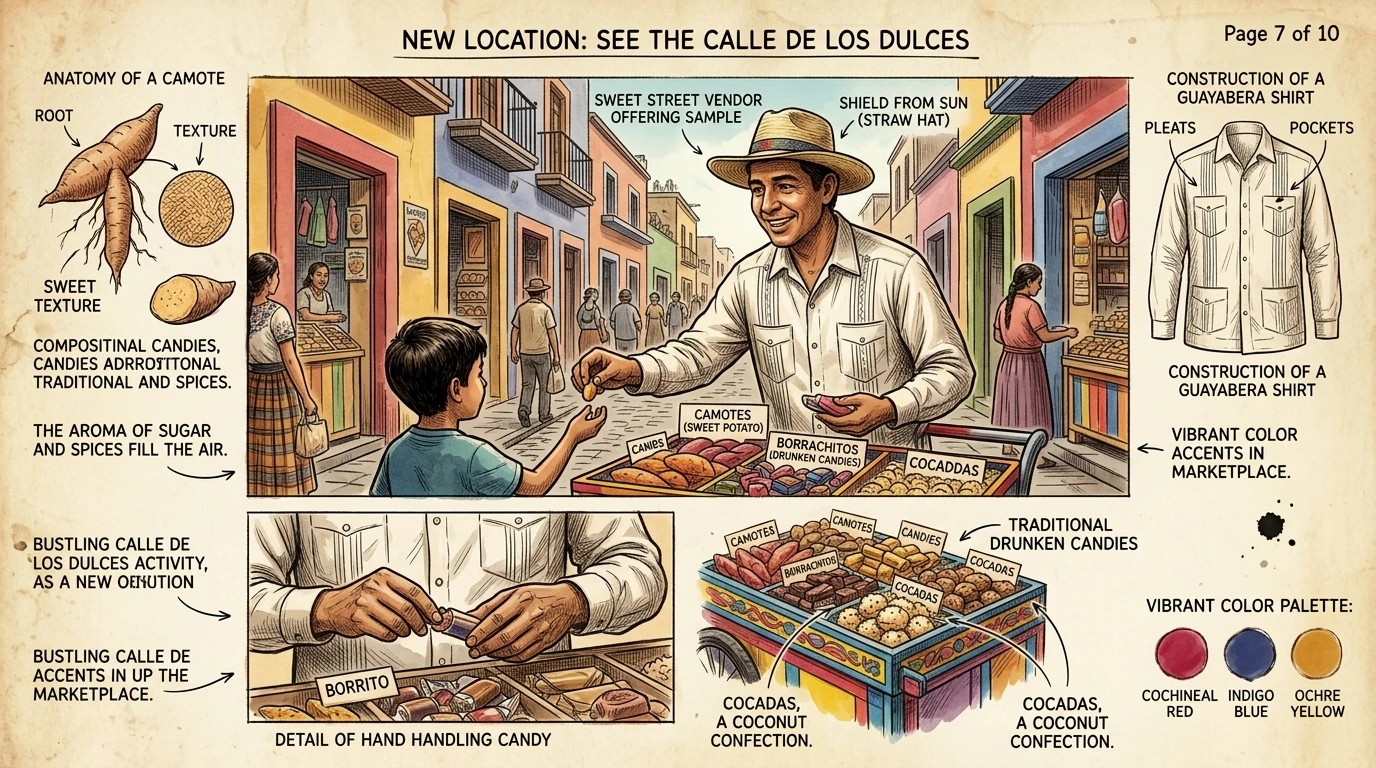 甜点街(Calle de los Dulces)是甜食爱好者的天堂。街边商店林立,售卖着卡莫特、博拉奇托和椰子糖等传统糖果。 甜点街(Calle de los Dulces)是甜食爱好者的天堂。街边商店林立,售卖着卡莫特、博拉奇托和椰子糖等传统糖果。