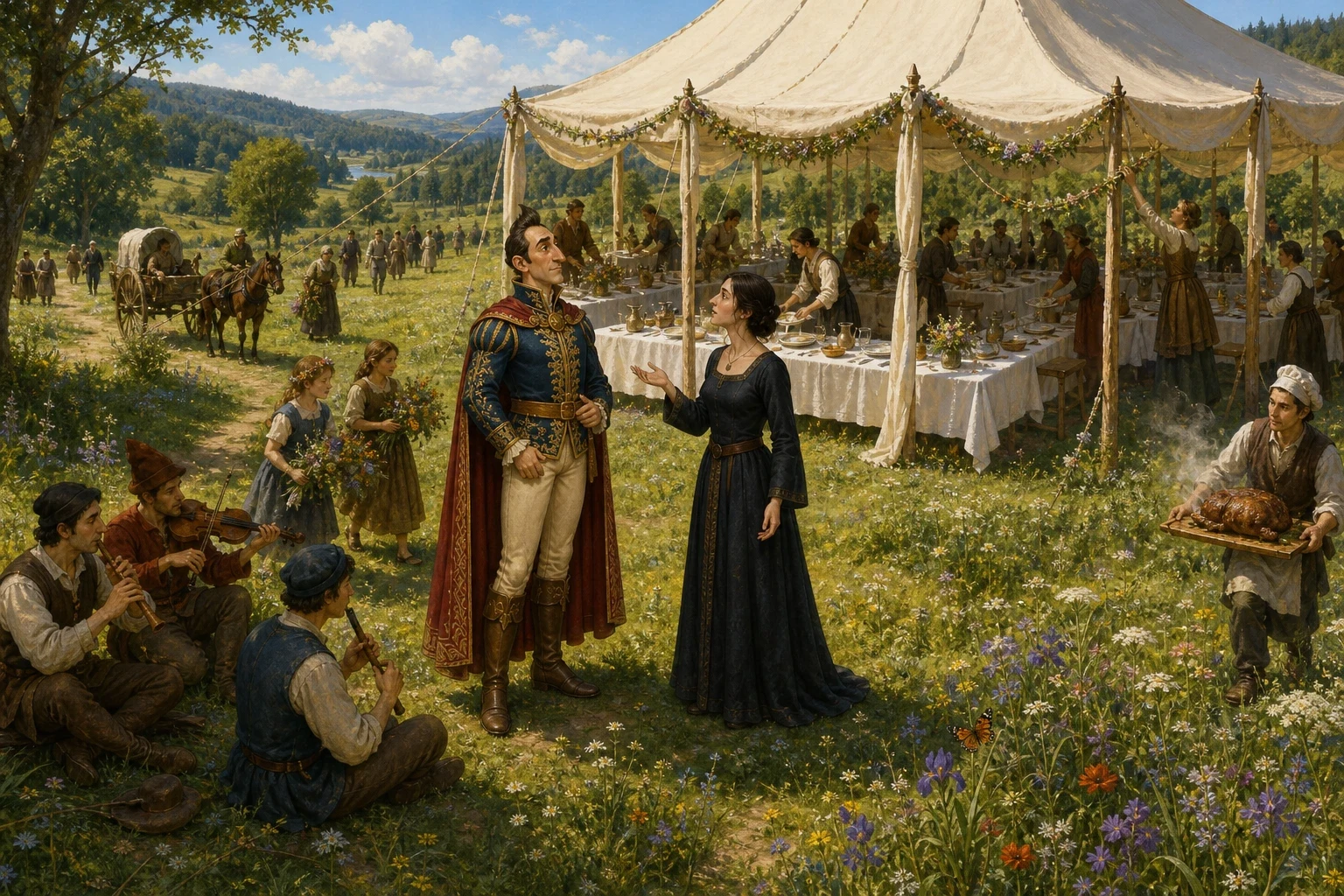 The princess had barely climbed back up out of the kitchen when she found Riquet himself waiting for her in a flowering meadow nearby, where a pavilion had been… The princess had barely climbed back up out of the kitchen when she found Riquet himself waiting for her in a flowering meadow nearby, where a pavilion had been…