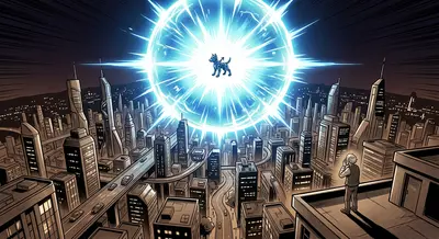High above Rocket Town, Bolt jettisoned the Quantum Core into the empty sky. A blinding flash engulfed him, followed by a thunderous explosion. High above Rocket Town, Bolt jettisoned the Quantum Core into the empty sky. A blinding flash engulfed him, followed by a thunderous explosion.