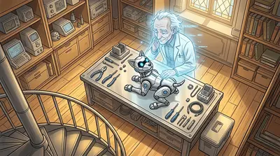 A small, metallic puppy, almost identical to Bolt, opened its eyes. A single command pulsed through its circuits: LEARN. A small, metallic puppy, almost identical to Bolt, opened its eyes. A single command pulsed through its circuits: LEARN.