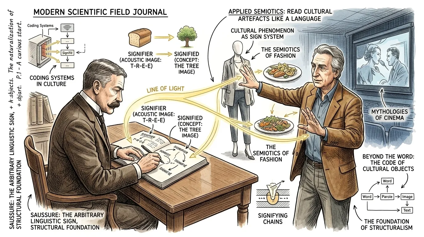 Barthes' groundbreaking work did not emerge from a vacuum; it built critically upon the foundations laid by earlier linguistic theory, particularly the… Barthes' groundbreaking work did not emerge from a vacuum; it built critically upon the foundations laid by earlier linguistic theory, particularly the…