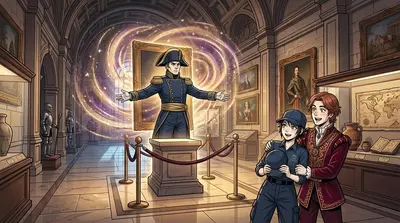 General Moreau, enraged, unleashed his power. A wave of Napoleonic energy washed over the museum, silencing the chaos. The paintings screamed. General Moreau, enraged, unleashed his power. A wave of Napoleonic energy washed over the museum, silencing the chaos. The paintings screamed.