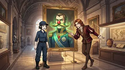 Elara, looking at the defaced portrait of Moreau, grinned. "I think I prefer your version, Alessandro. It certainly adds... Elara, looking at the defaced portrait of Moreau, grinned. "I think I prefer your version, Alessandro. It certainly adds...