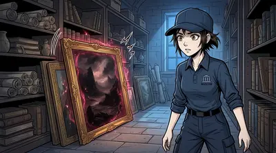 But somewhere, in the depths of the museum's archive, another painting stirred. A dark, brooding landscape pulsed with an unseen energy. But somewhere, in the depths of the museum's archive, another painting stirred. A dark, brooding landscape pulsed with an unseen energy.
