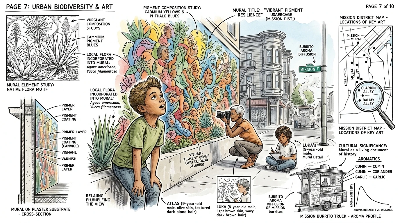 The Mission District is a vibrant tapestry of art and culture, its walls adorned with colorful murals. Each mural tells a story, reflecting the community's… The Mission District is a vibrant tapestry of art and culture, its walls adorned with colorful murals. Each mural tells a story, reflecting the community's…