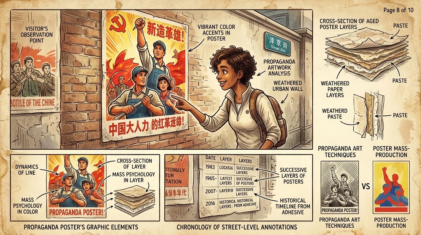 上海的街头通过大胆的宣传海报,展示着其革命历史的遗迹。这些海报通常描绘社会主义理想,为我们了解中国二十世纪的历史提供了一个独特的视角。 上海的街头通过大胆的宣传海报,展示着其革命历史的遗迹。这些海报通常描绘社会主义理想,为我们了解中国二十世纪的历史提供了一个独特的视角。