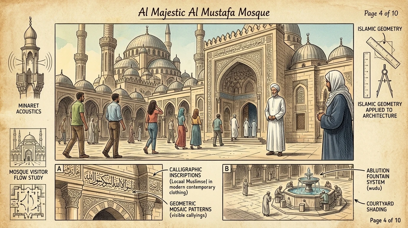 The Al Mustafa Mosque stands as a symbol of Islamic architecture and spiritual devotion in Sharm El-Sheikh. Its towering minarets and intricate domes reflect… The Al Mustafa Mosque stands as a symbol of Islamic architecture and spiritual devotion in Sharm El-Sheikh. Its towering minarets and intricate domes reflect…
