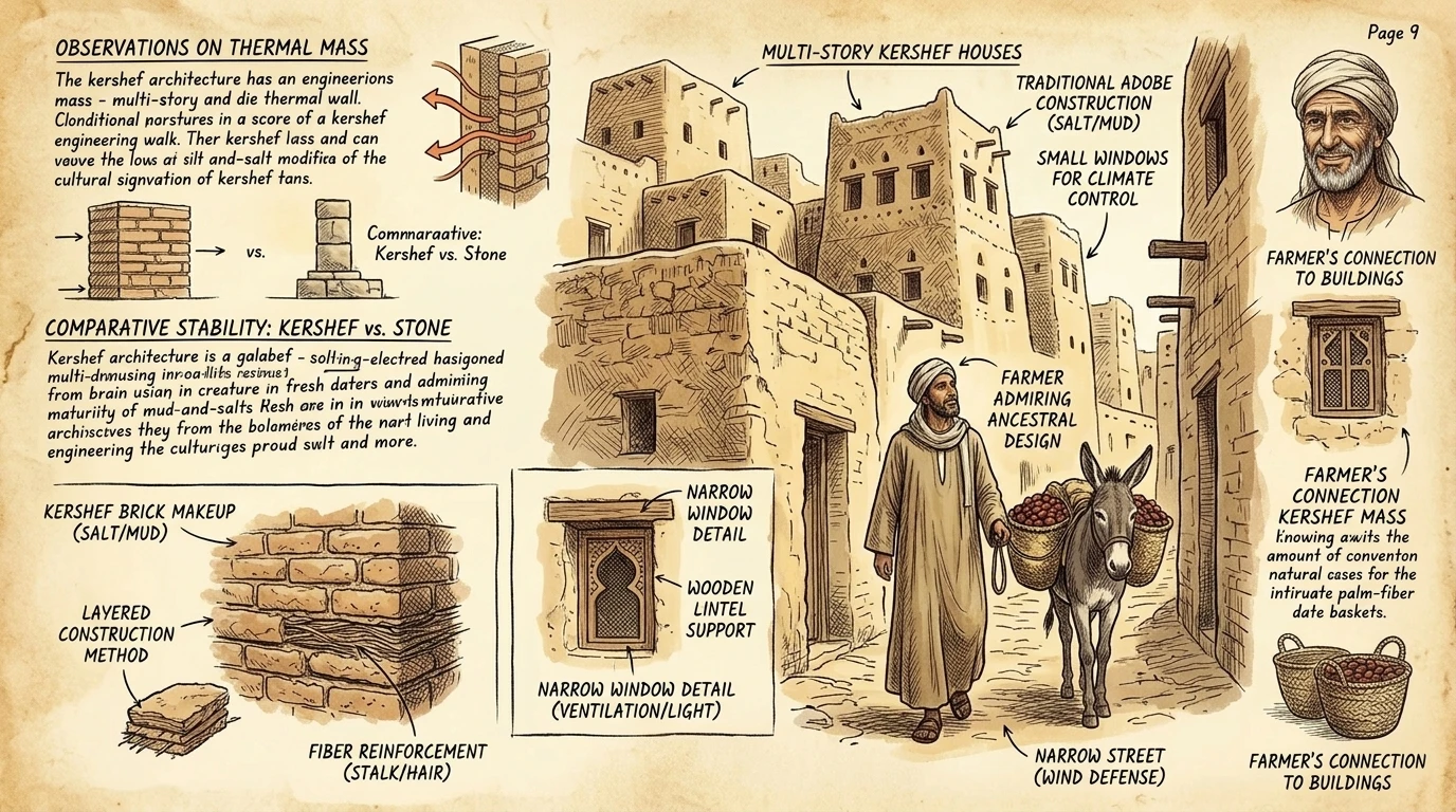 锡瓦建筑的特点是独特地使用“kershef”——一种盐、泥和黏土的混合物,它在沙漠气候中提供了天然的隔热效果。建筑物通常是多层的,有狭窄的窗户和厚实… 锡瓦建筑的特点是独特地使用“kershef”——一种盐、泥和黏土的混合物,它在沙漠气候中提供了天然的隔热效果。建筑物通常是多层的,有狭窄的窗户和厚实…