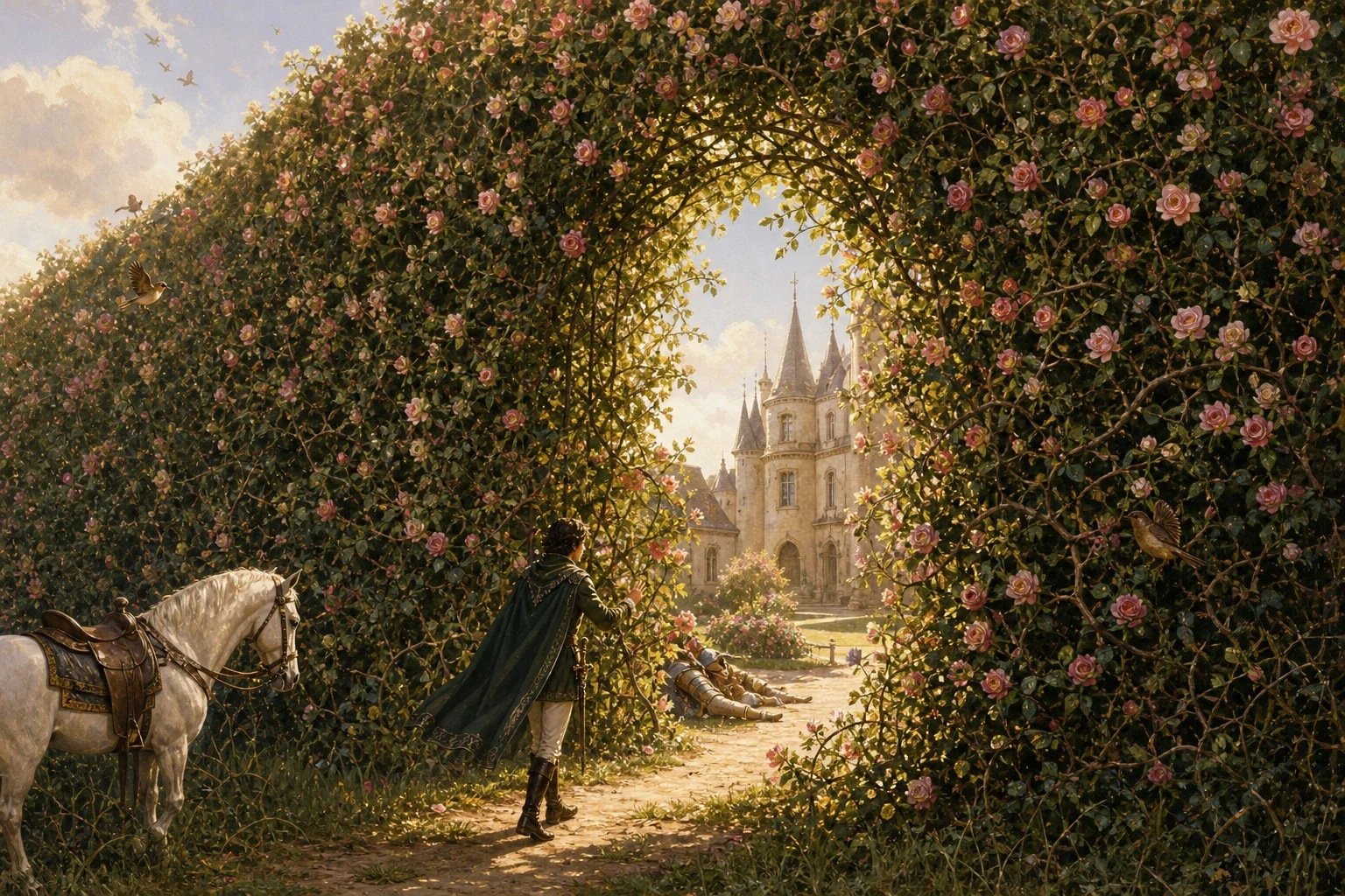 At the end of the hundred years, a young prince came riding through that country and heard the old tale of the castle and the sleeping princess beyond the… At the end of the hundred years, a young prince came riding through that country and heard the old tale of the castle and the sleeping princess beyond the…