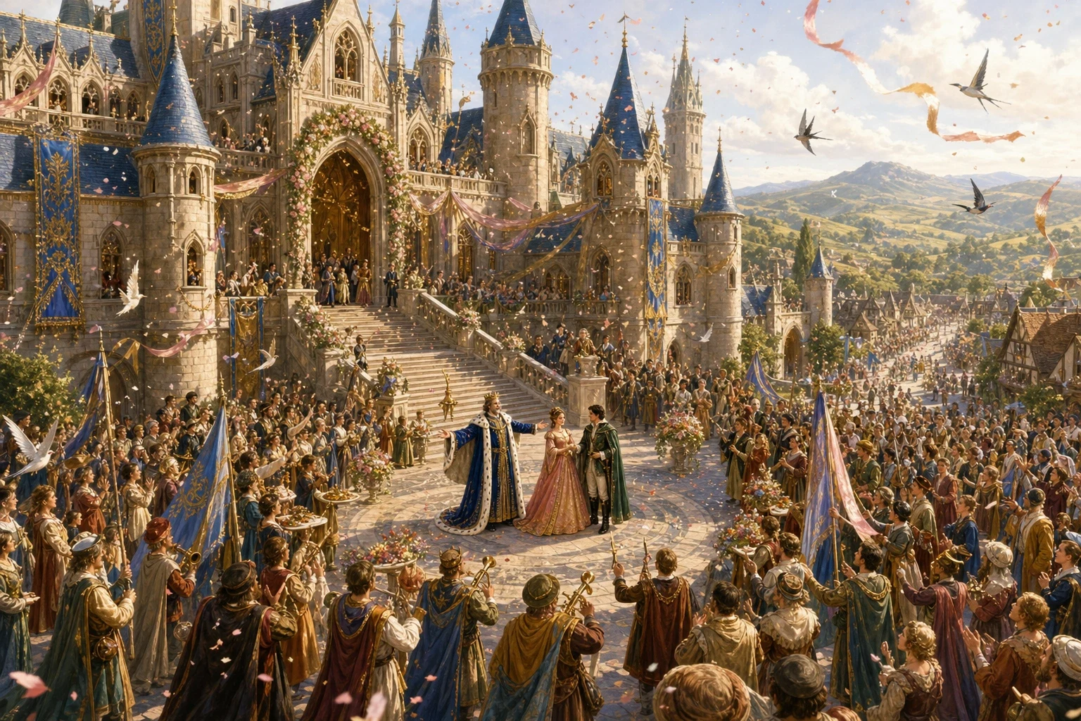 The whole castle came joyfully back to life, and the news spread across the land that the sleeping princess was awake at last and had found her prince. The whole castle came joyfully back to life, and the news spread across the land that the sleeping princess was awake at last and had found her prince.