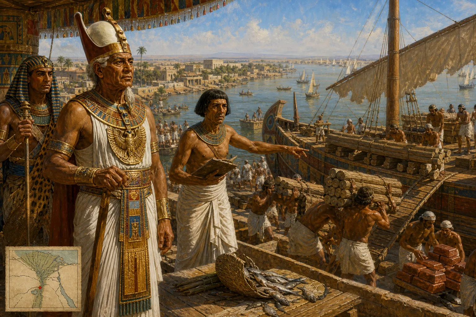 The bustling harbor of a Delta port teems with activity, the air thick with the salt spray and the cries of merchants. Sneferu, now a venerable king of sixty… The bustling harbor of a Delta port teems with activity, the air thick with the salt spray and the cries of merchants. Sneferu, now a venerable king of sixty…