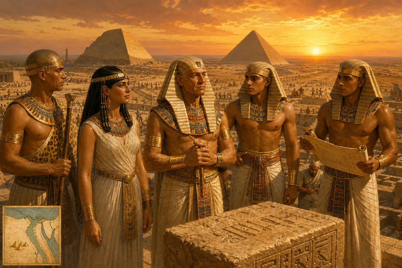 At Dahshur, the golden light of the setting sun bathes the two colossal monuments Sneferu erected: the unique 'Bent Pyramid' and the perfectly proportioned 'Red… At Dahshur, the golden light of the setting sun bathes the two colossal monuments Sneferu erected: the unique 'Bent Pyramid' and the perfectly proportioned 'Red…