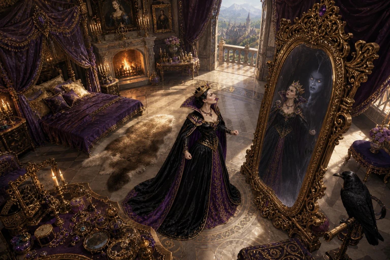 Every morning the Queen stood before her tall magic mirror, and every morning she asked it the same proud question — and every morning, for years, the mirror… Every morning the Queen stood before her tall magic mirror, and every morning she asked it the same proud question — and every morning, for years, the mirror…