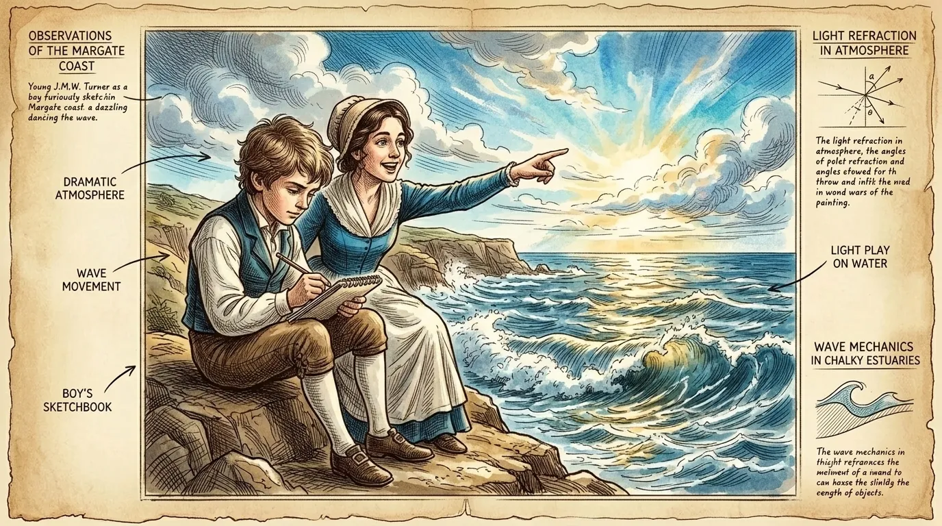 A young Turner spent much of his childhood in Margate, a coastal town. He absorbed the ever-changing moods of the sea. He would later recall these early… A young Turner spent much of his childhood in Margate, a coastal town. He absorbed the ever-changing moods of the sea. He would later recall these early…