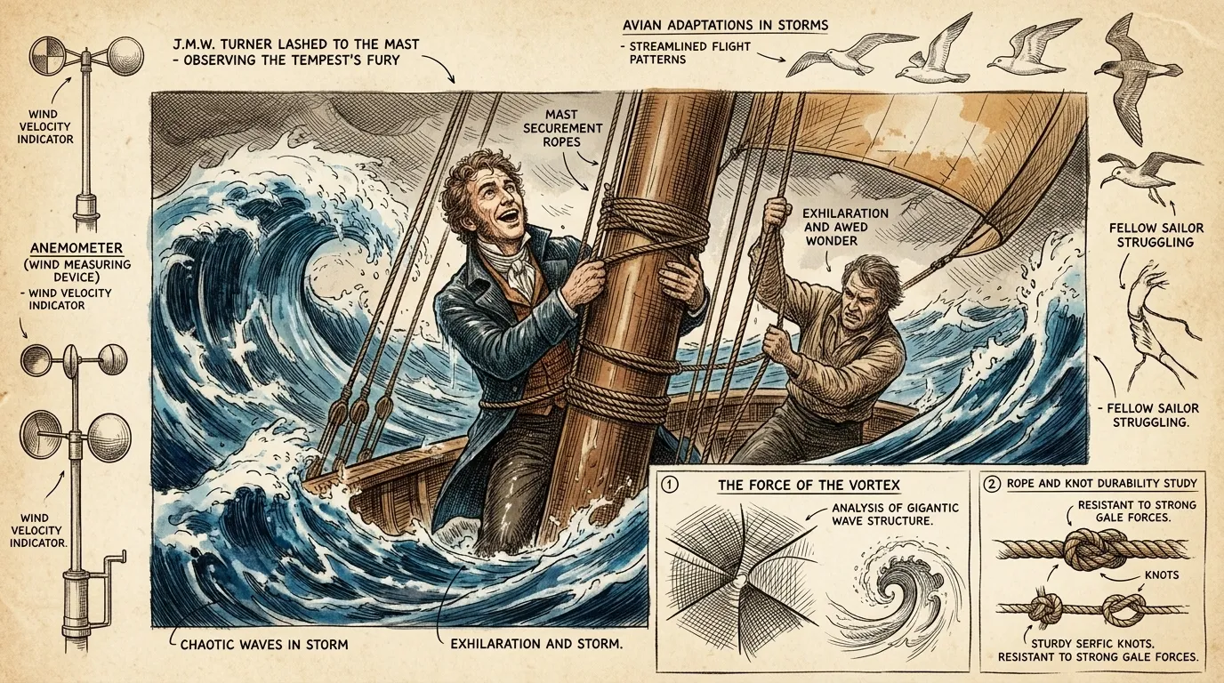 Turner's desire for authenticity led him to seek direct experiences of extreme weather. He believed that only by witnessing nature's fury could he truly capture… Turner's desire for authenticity led him to seek direct experiences of extreme weather. He believed that only by witnessing nature's fury could he truly capture…
