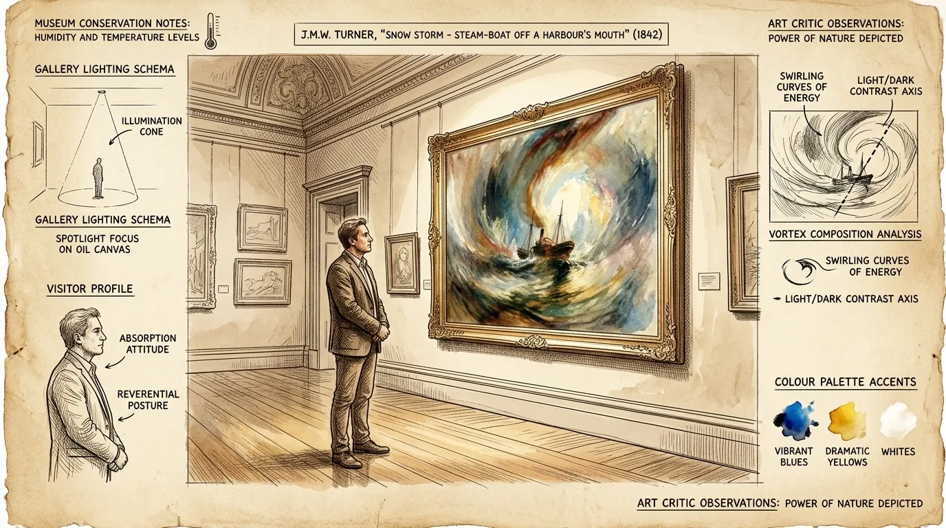 Today, J.M.W. Turner's "Snow Storm - Steam-Boat off a Harbour's Mouth" hangs in the Tate Britain, London. It continues to draw visitors from around the world. Today, J.M.W. Turner's "Snow Storm - Steam-Boat off a Harbour's Mouth" hangs in the Tate Britain, London. It continues to draw visitors from around the world.