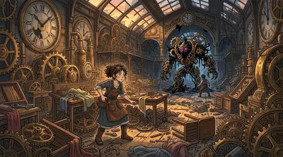 Anya scrambled to her feet, her mind racing. She remembered a passage from an old clockwork manual: every mechanism has one note it cannot bear, and at that… Anya scrambled to her feet, her mind racing. She remembered a passage from an old clockwork manual: every mechanism has one note it cannot bear, and at that…