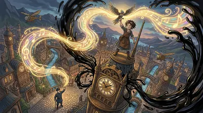 Reaching the Great Clock, Anya climbed to the top of the clock tower. She unleashed the full power of her songbird, the melodic wave resonating with the Clock… Reaching the Great Clock, Anya climbed to the top of the clock tower. She unleashed the full power of her songbird, the melodic wave resonating with the Clock…
