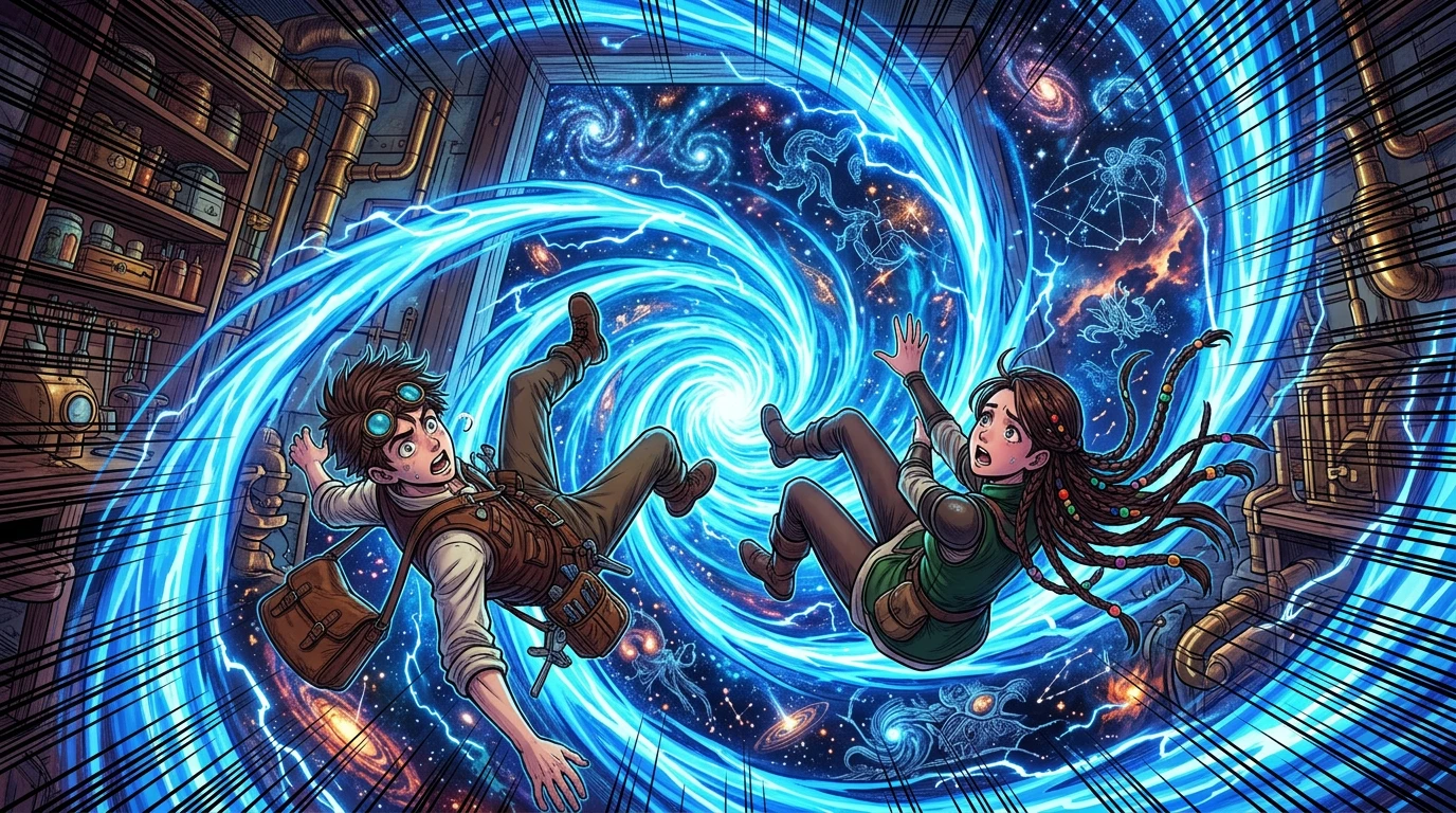 在丽娜来得及阻止他之前,凯已经启动了星辰罗盘,将它指向敞开的门廊。一道耀眼的光芒爆发,将他们两人都吞噬了!他们要去哪里?! 在丽娜来得及阻止他之前,凯已经启动了星辰罗盘,将它指向敞开的门廊。一道耀眼的光芒爆发,将他们两人都吞噬了!他们要去哪里?!