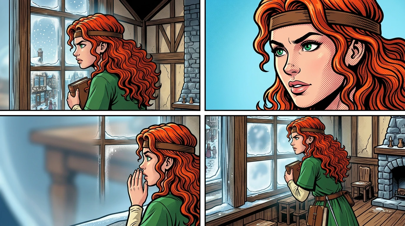 Princess Elara, Oberon's daughter, refused to accept their fate. With fiery red hair and a spirit to match, she dreamed of escaping the glass prison. Princess Elara, Oberon's daughter, refused to accept their fate. With fiery red hair and a spirit to match, she dreamed of escaping the glass prison.